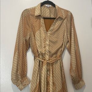 BTFL-life “Ivonne Long Sleeve Maxi Shirtdress” in Yellow, size Medium